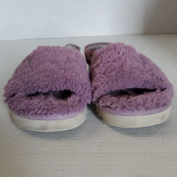 Koolaburra by Ugg Fuzz’n Faux Fur Open Toe Sandal Purple Cozy Slipper Big Kids 4 - Picture 2 of 13